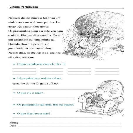 Ch, nh e ch   texto e revisão