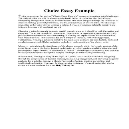 Choice Essay Example. Essay About A Career Choice