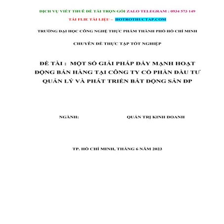 Chuyên Đề Thực Tập Giải Pháp Đẩy Mạnh Hoạt Động Bán Hàng Tại Công Ty