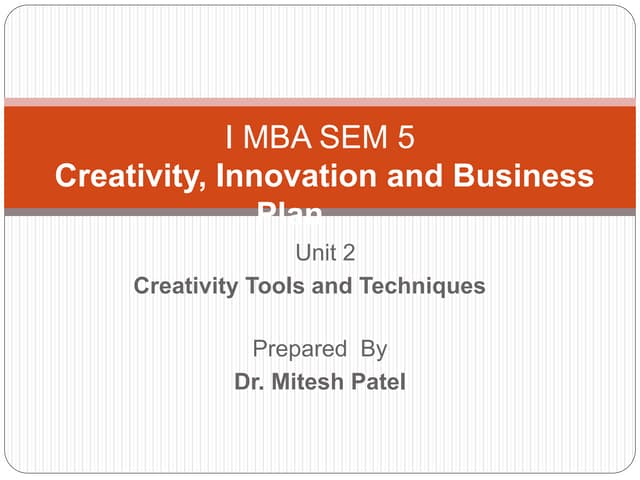 Creativity Tools and Techniques