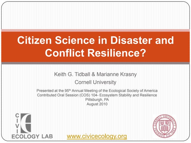 Citizen science in disaster and conflict resilience  esa 2010