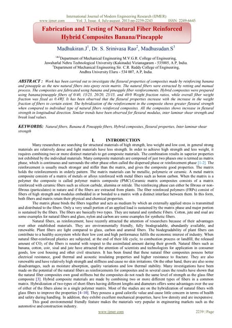 Fabrication and Testing of Natural Fiber Reinforced Hybrid Composites Banana/...
