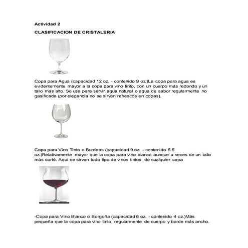 Clacificcion de cristaleria completo