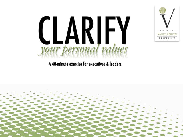 Clarify Your Personal Values