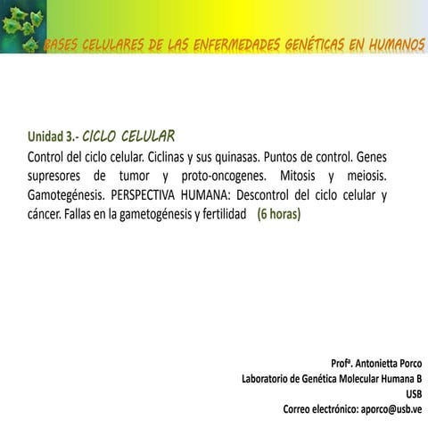 Unidad 3. Ciclo Celular