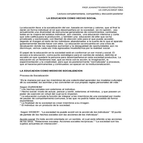 EDUCACION COMO HECHO SOCIAL 1