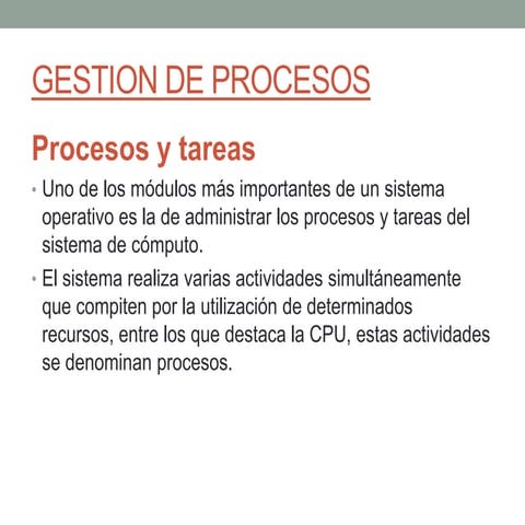 Gestion Procesos, Sistemas Operativos