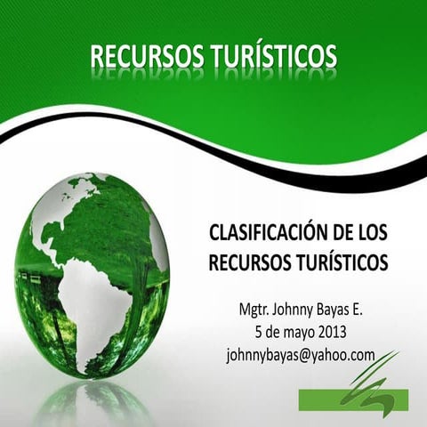 Clasificación de los recursos turísticos