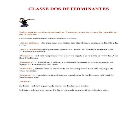 Classe dos determinantes