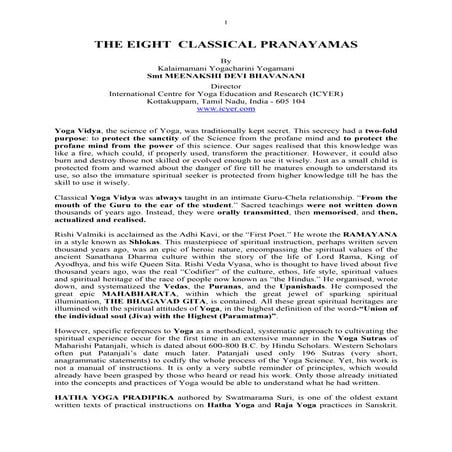 The Eight Classical Pranayamas by Ammaji
