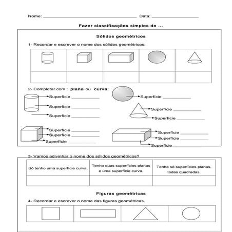 Classificar figuras e sólidos geométricos