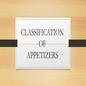 Classification of appetizers
