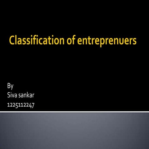 Classification of entreprenuers
