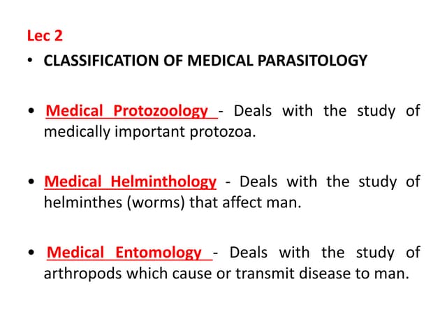 Classification of medical parasitology Lec.2.pptx