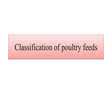 Classification of poultry feed ingedients