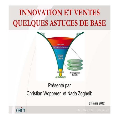 INNOVATION ET VENTESQUELQUES ASTUCES DE BASE
