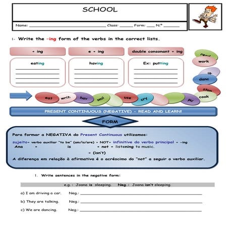 Present Continuous: worksheet