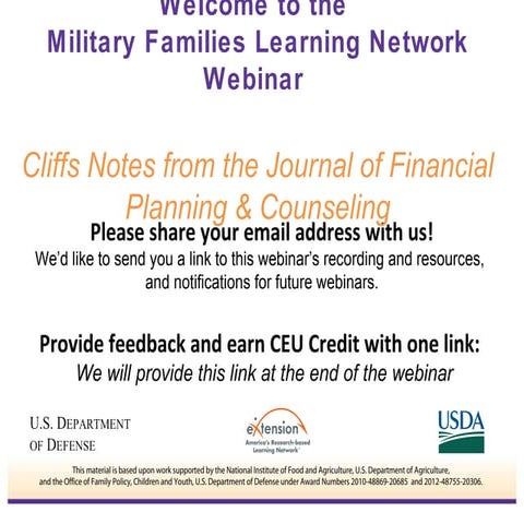 Cliffs Notes from the Journal of Financial Planning & Counseling 