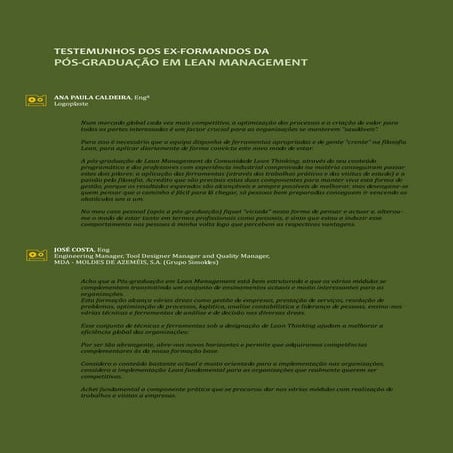 TESTEMUNHOS DOS NOSSOS FORMANDOS