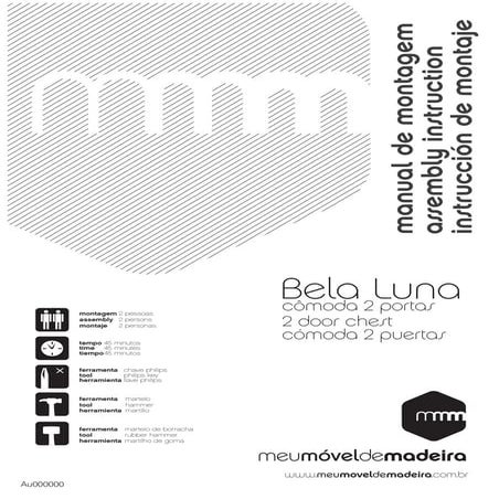 Cômoda 2 portas Bella Luna - Branco Lavado