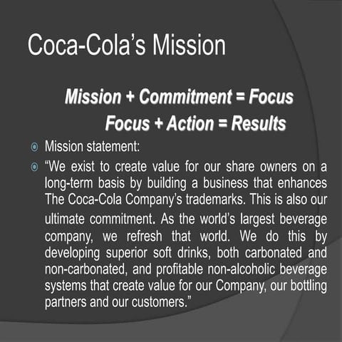 Coca cola’s mission