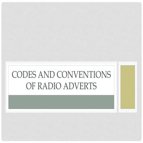 Codes and conventions of radio adverts