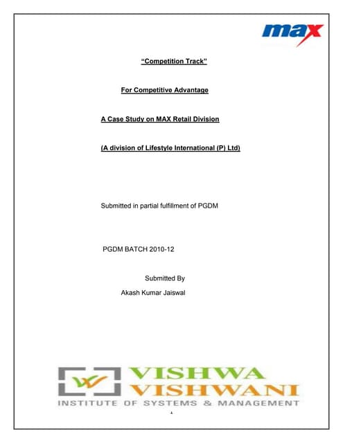 Competition Track project  ( Max Retail )