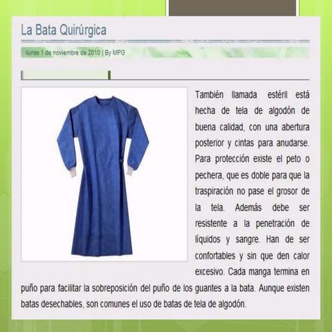 Colocacion de la bata quirurgica ppt