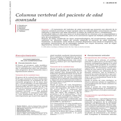 Columna vertebral del paciente de edad avanzada