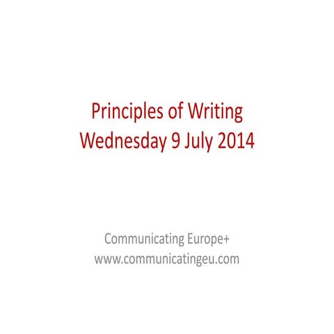 Writing skills - the principles