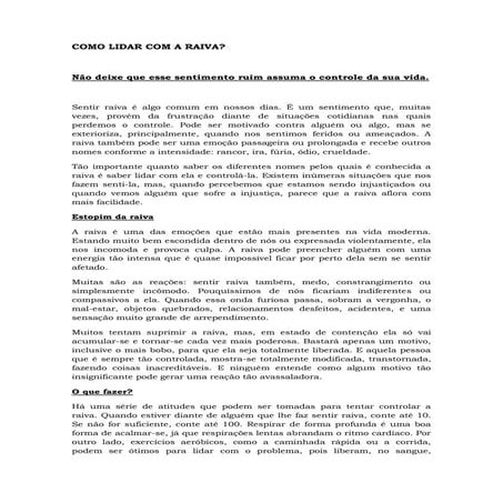 Como lidar com a Raiva. Laercio Atalaia