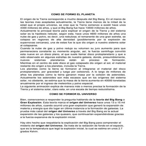 Como se formo el planeta