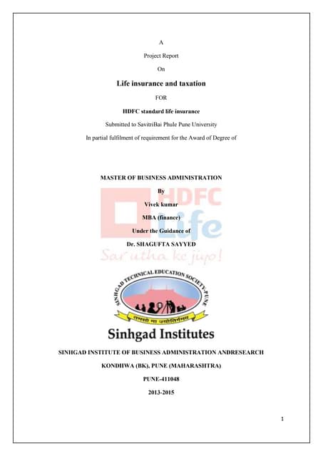 Comparative analysis of insurance market in india on hdfc-life-1-1