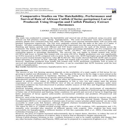 Comparative studies on the hatchability, performance and survival rate of afr...