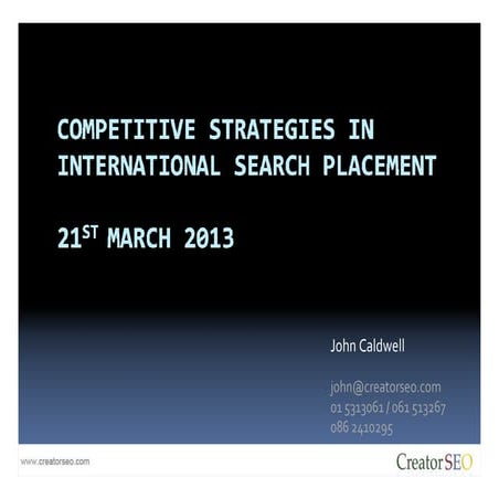 Competitive Seo Strategies | John Caldwell | CreatorSEO
