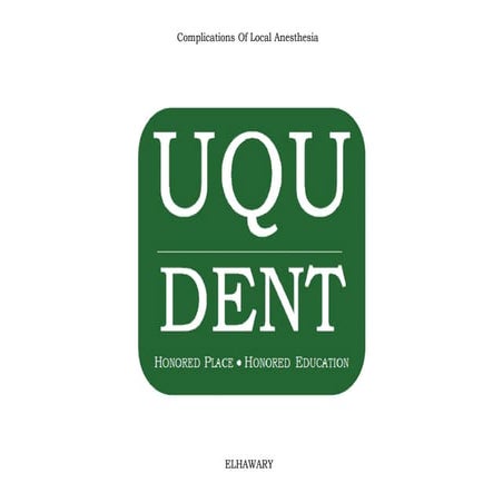 Complications of local anesthesia