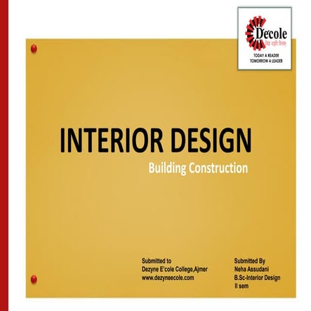  Neha Assudani B.Sc.Interior Design ( Building Construction Assignment)
