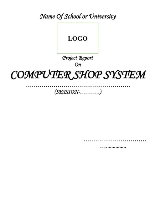 Python Project on Computer Shop