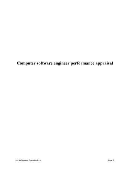 Computer software engineer performance appraisal