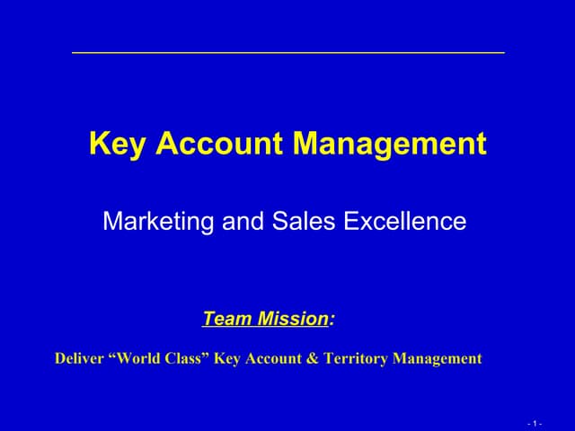 Concept Of Key Account Management