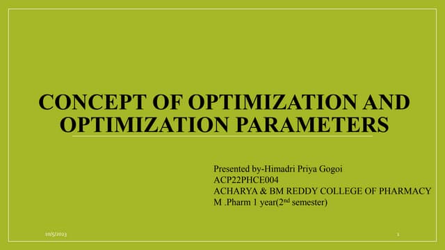 Concept of optimization Optimization parameters.pptx