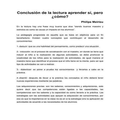 Conclusión de la lectura aprender sí