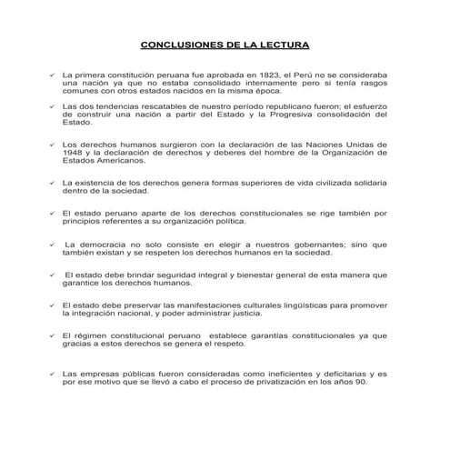 Conclusiones de la lectura