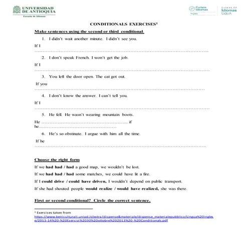 Conditionals exercises