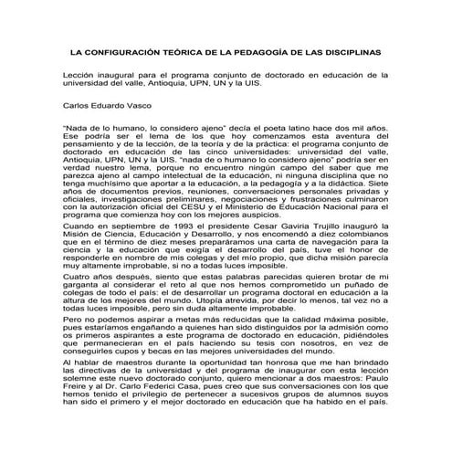 Configuración teórica de la pedagogía de las disciplinas