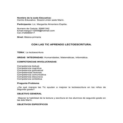 Con las tic aprendo lectoescritura.