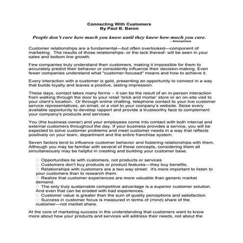 Connecting With Customers