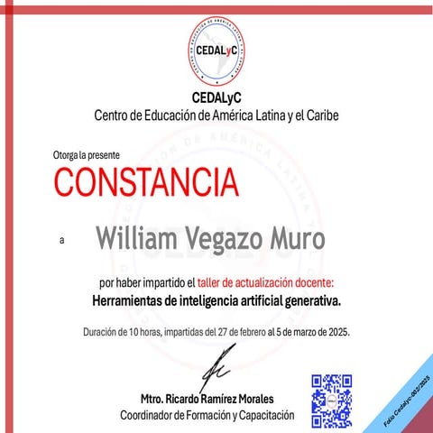 Constancia CEDALYC 2025 Herramientas IA Gen