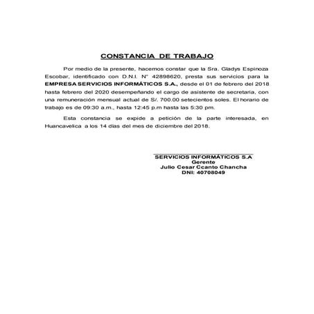 Constancia de trabajo