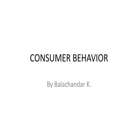 Consumer behavior Introduction with Models